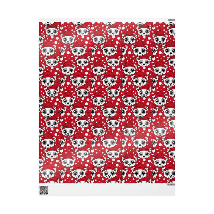 Wrapping Paper - Festive Pups in Polka Dots