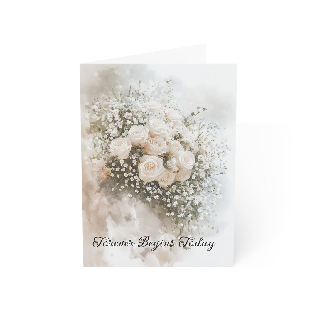 Elegant Wedding Card with Romantic Floral Design - "Forever Begins Today" - Timeless and Heartfelt Congratulations Card