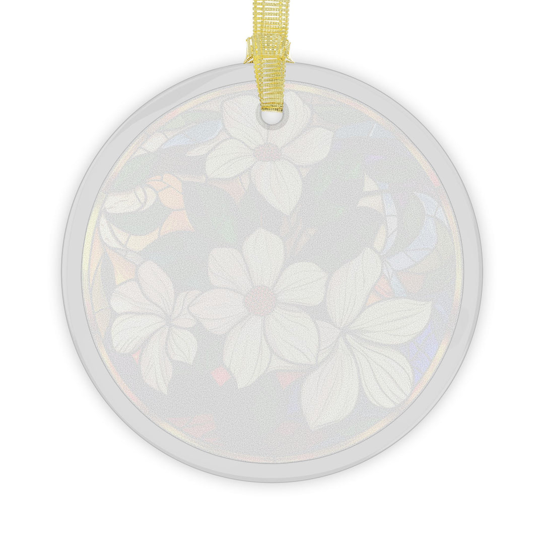 Dogwood Flower Stained Glass Style Ornament Elegant Floral Glass Christmas Tree Decoration Nature-Inspired Holiday Gift