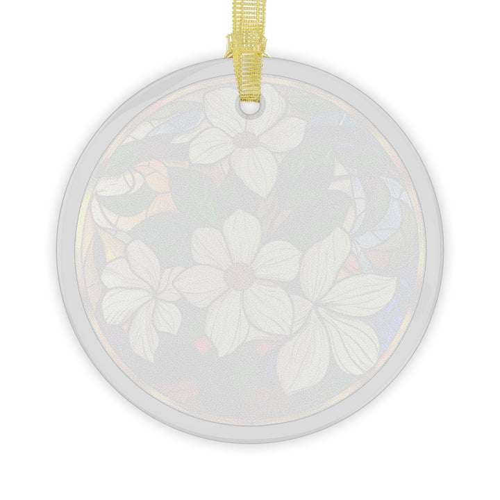 Dogwood Flower Stained Glass Style Ornament Elegant Floral Glass Christmas Tree Decoration Nature-Inspired Holiday Gift