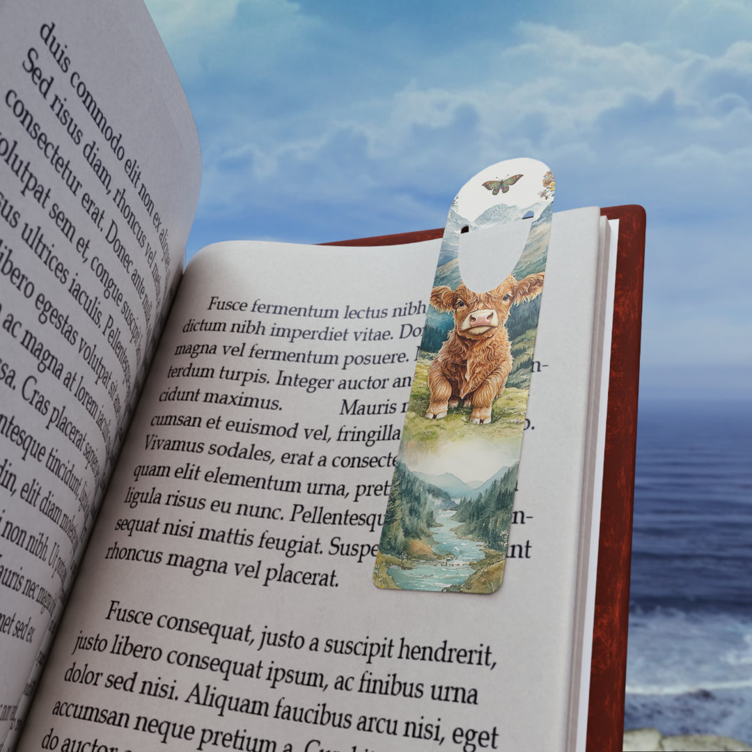 Highland Cow Meadow Aluminum Bookmark – Durable, Lightweight, and Perfect for Nature Lovers