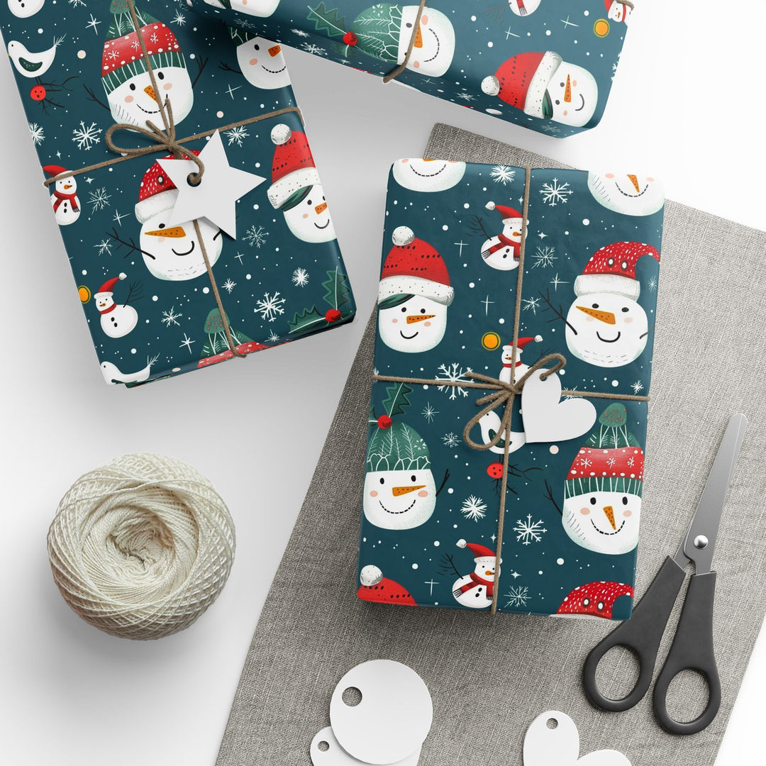 Wrapping Paper - Cheerful Snowman Smiles