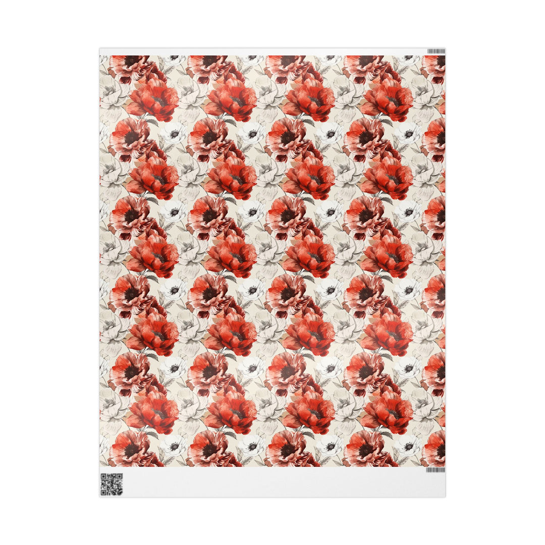 Wrapping Paper -  Vintage Scarlet Blooms