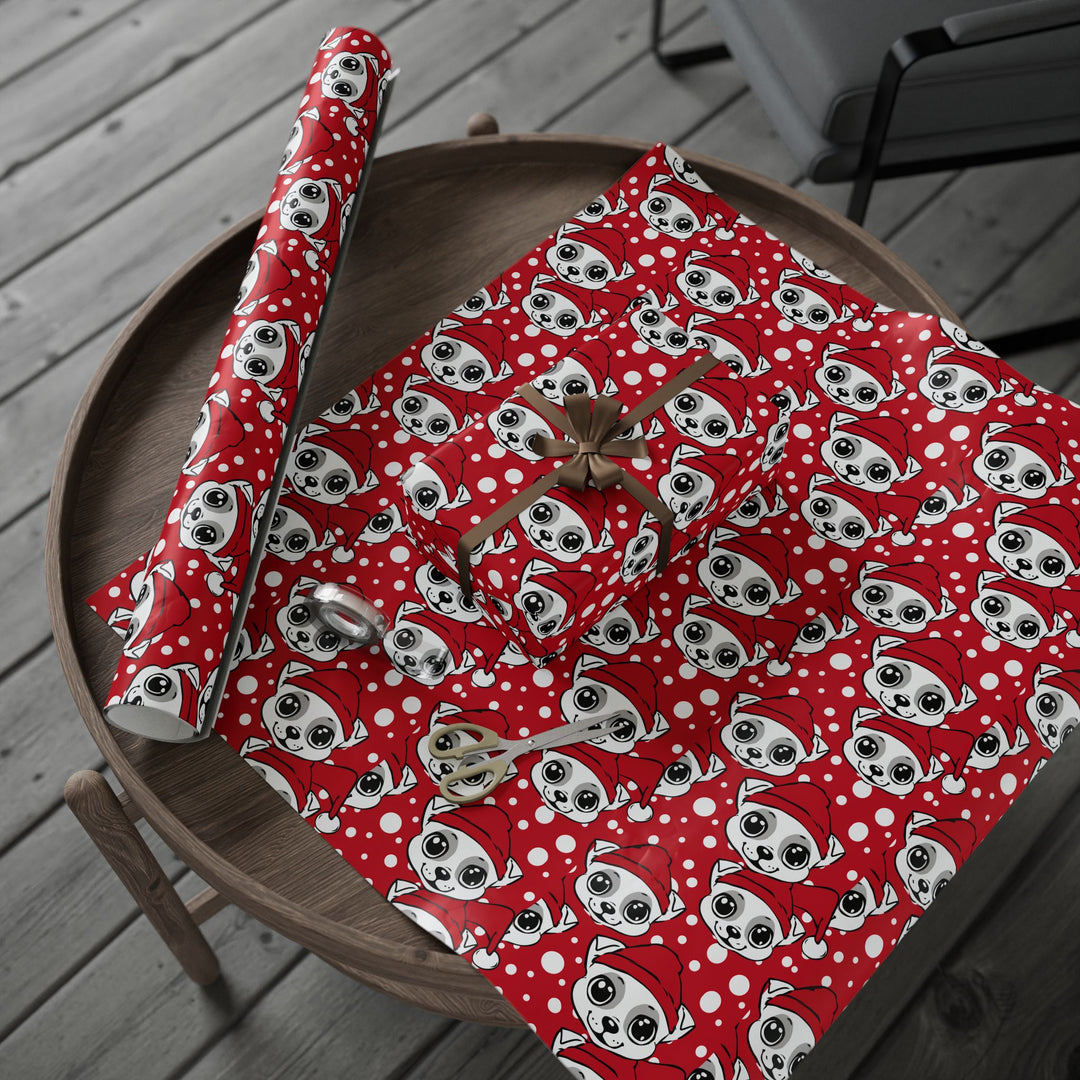 Wrapping Paper - Festive Pups in Polka Dots