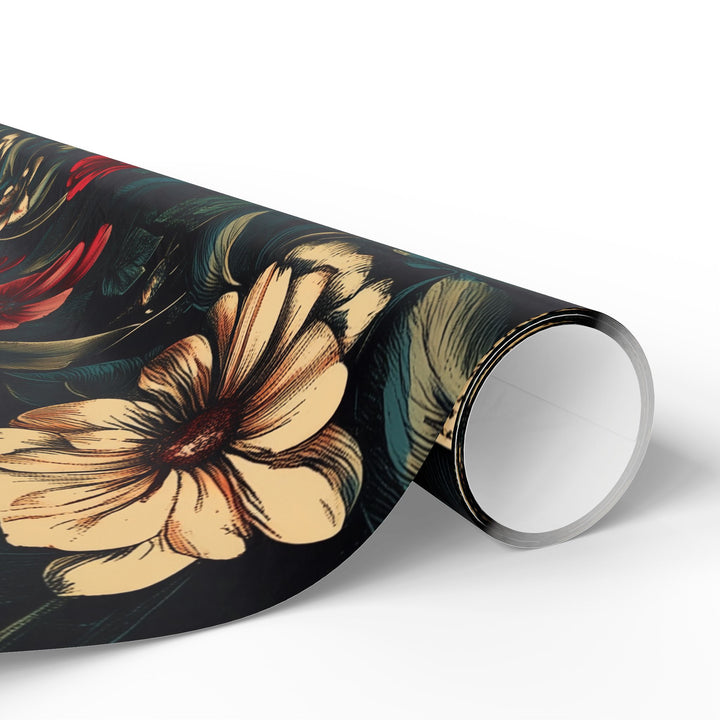 Vintage Book and Gothic Floral Gift Wrapping Paper Dark Academia Aesthetic with Roses and Antique Books Perfect for Book Lovers & Birthdays