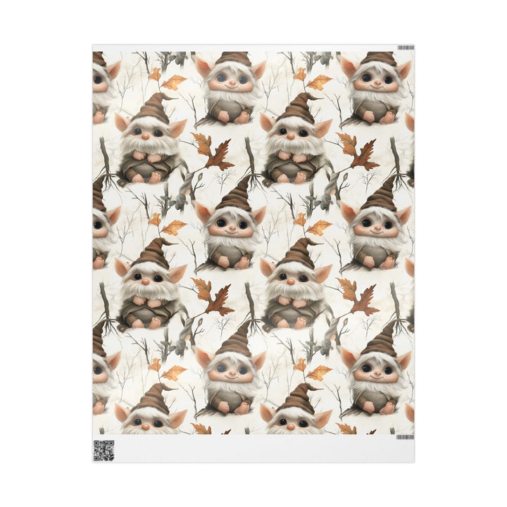 Adorable Woodland Troll Gift Wrapping Paper Cute Forest Elf with Big Eyes Perfect for Kids Birthdays, Baby Showers, and Fairy Tale Fans