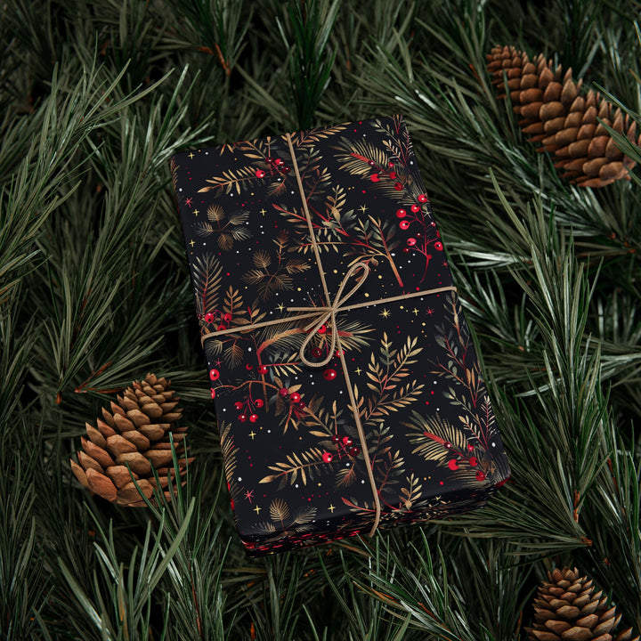 Wrapping Paper - Elegant Evergreen & Berries Holiday