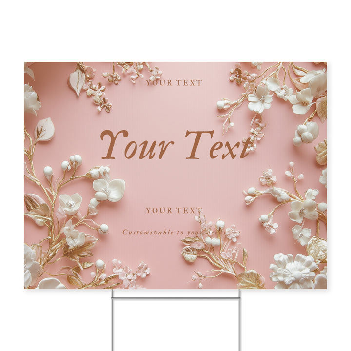 Personalized Elegant Wedding Or Party Yard Sign - Floral Design, Customizable to your needs and occasion