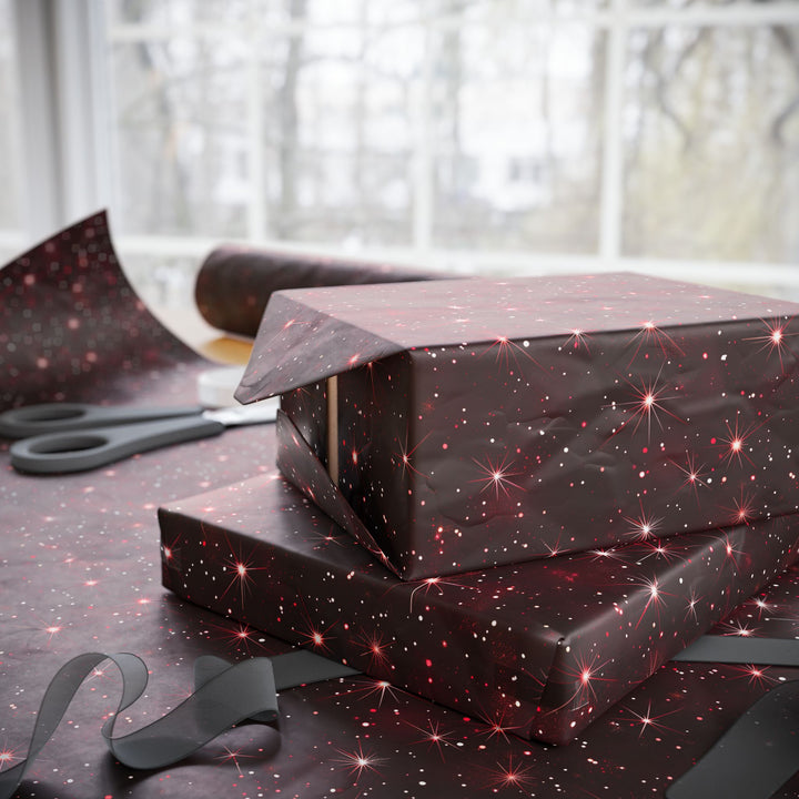 Wrapping Paper - Twilight Red Starburst