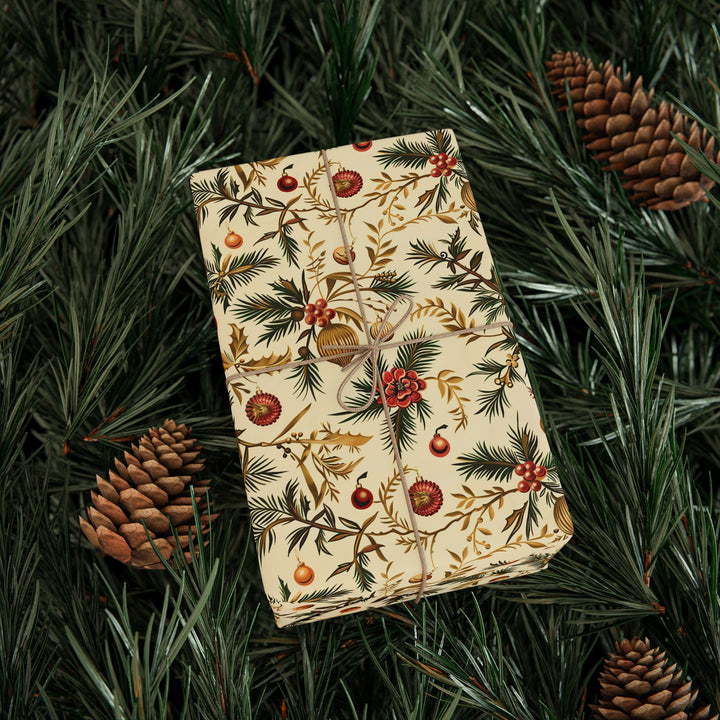 Wrapping Paper - Golden Festive Foliage