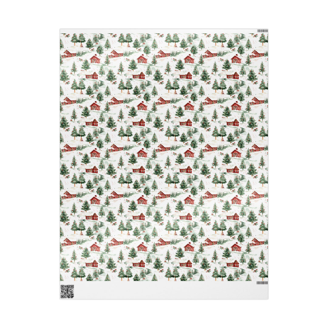 Wrapping Paper - Snowy Red Barn Christmas