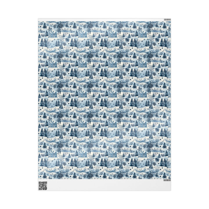 Wrapping Paper - Frosted Blue Cottage Winter