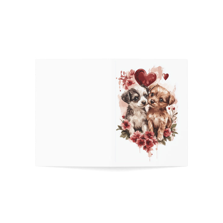 Adorable Puppy Love Valentine's Card Cute Romantic Greeting with Floral Design Perfect for Couples, Pet Lovers, or Friends