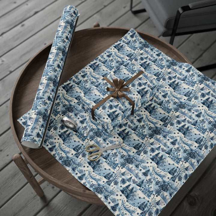 Wrapping Paper - Frosted Blue Cottage Winter