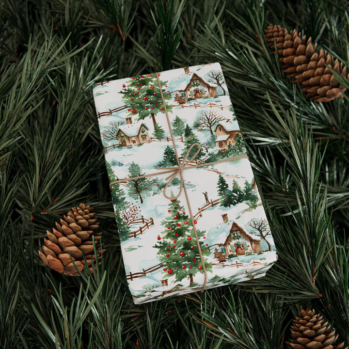 Wrapping Paper - Countryside Christmas Cottage