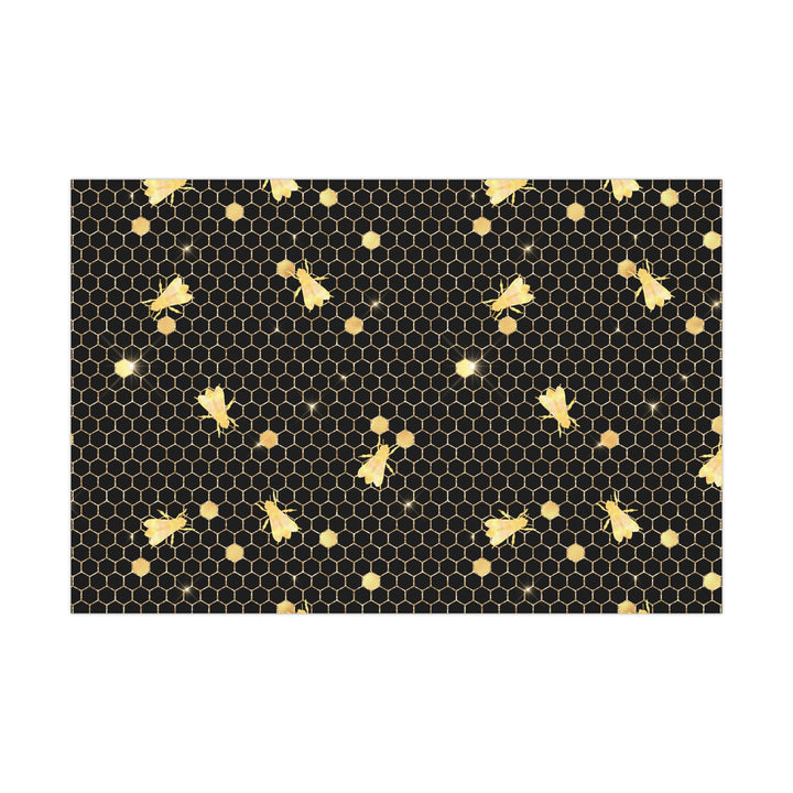 Elegant Black and Gold Honeycomb Gift Wrap – Luxury Bee-Themed Wrapping Paper for Birthdays, Holidays, and Special Occasions