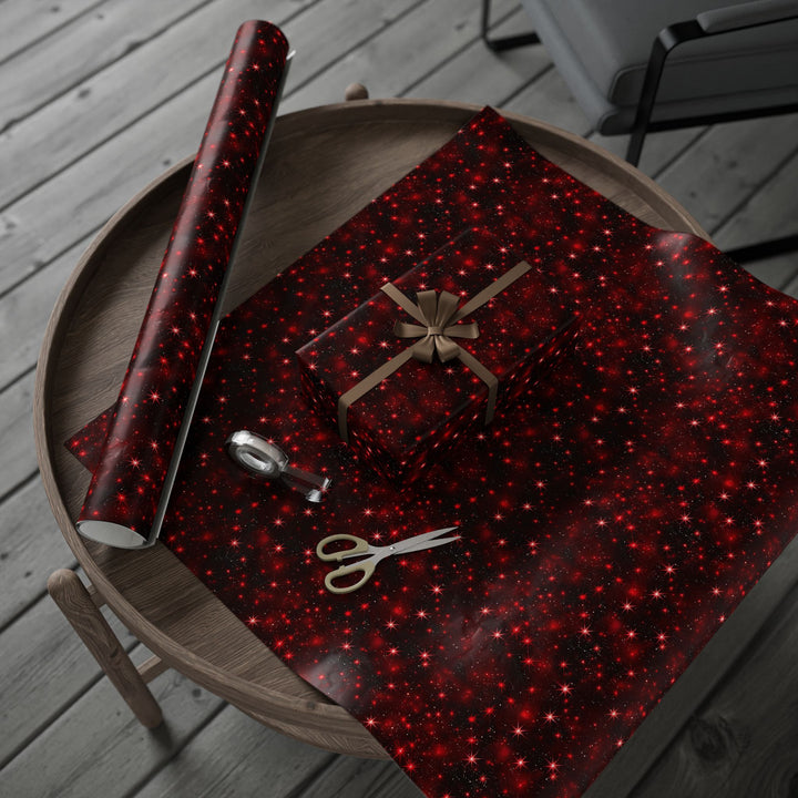 Wrapping Paper - Cosmic Crimson Sparkle