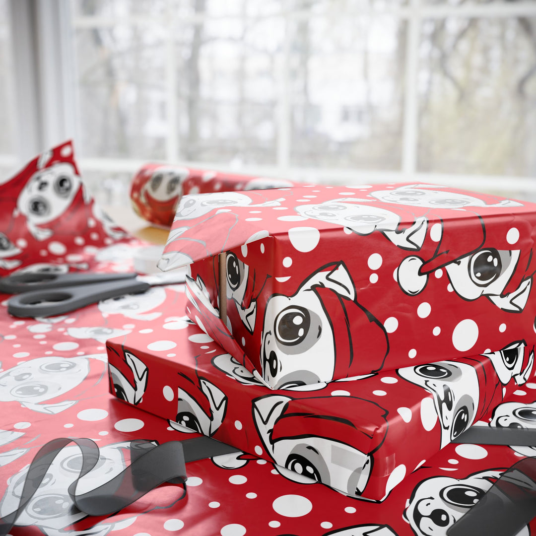 Wrapping Paper - Festive Pups in Polka Dots