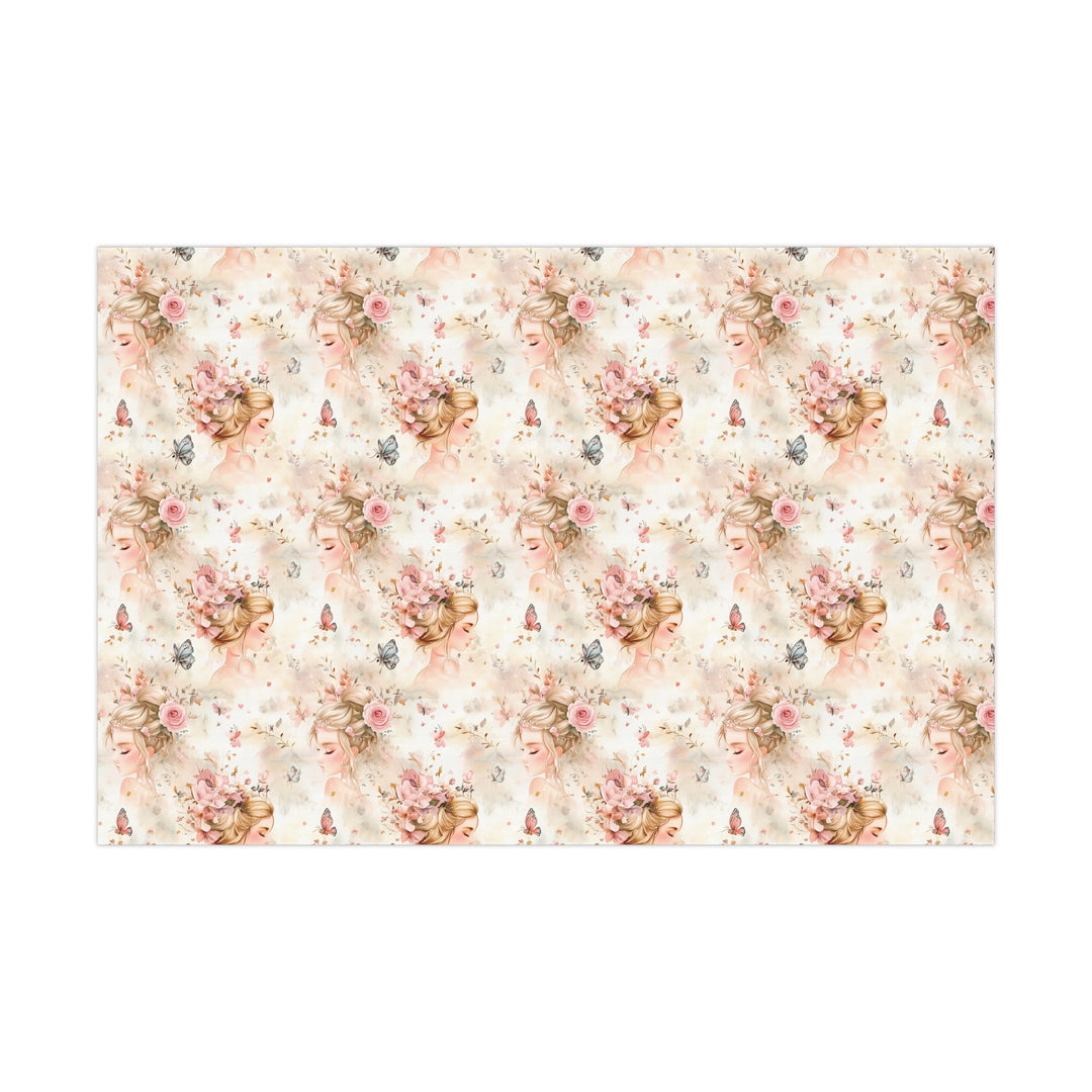 Fairy Tale Princess Gift Wrap - Romantic Pastel Wrapping Paper with Floral and Butterfly Design for Birthdays, Weddings, and Baby Showers