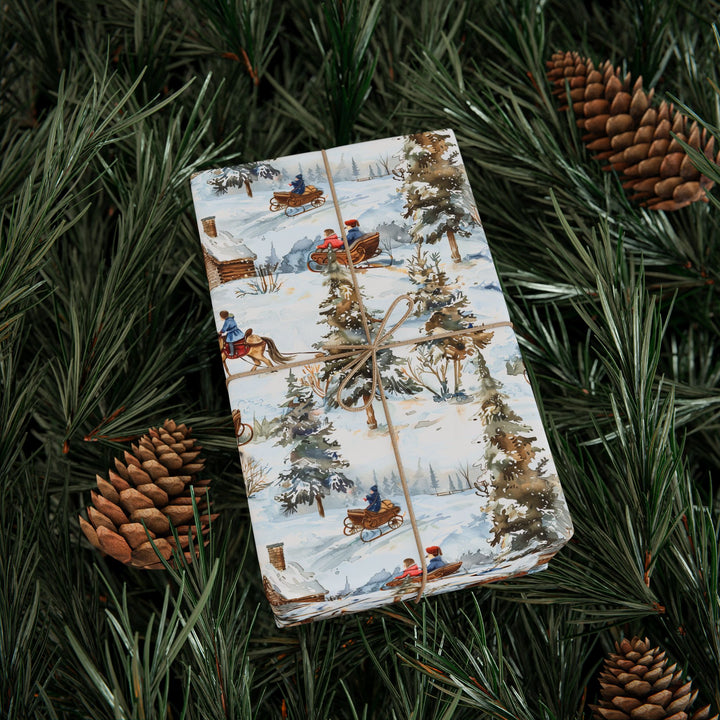 Wrapping Paper - Snowy Sleigh Ride Winter Wonderland