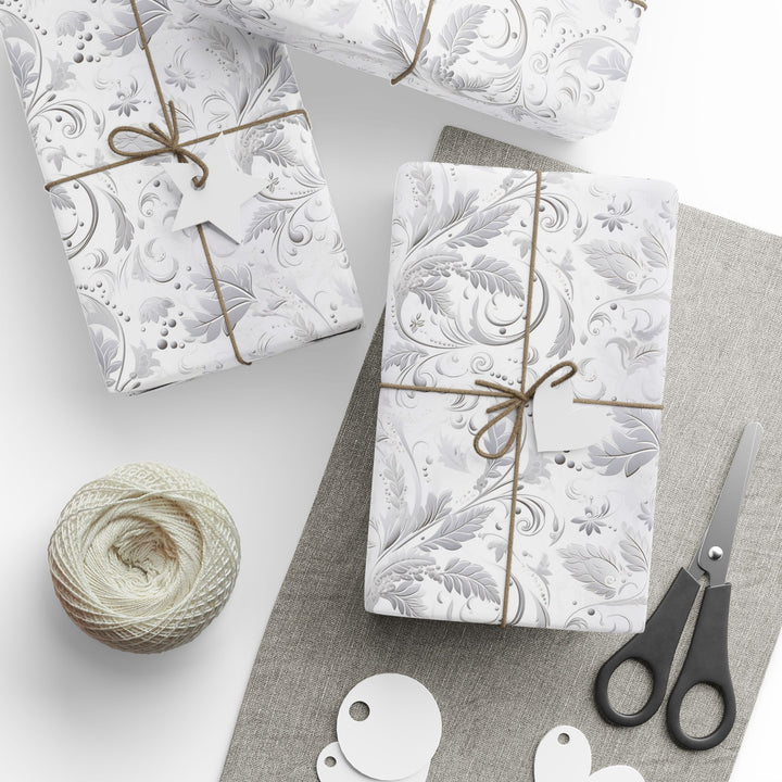 Wrapping Paper - Graceful Silver Swirl