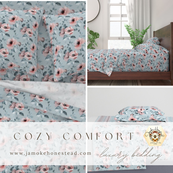 Cozy Comfort - Luxury Sheet Set Pink Poppies