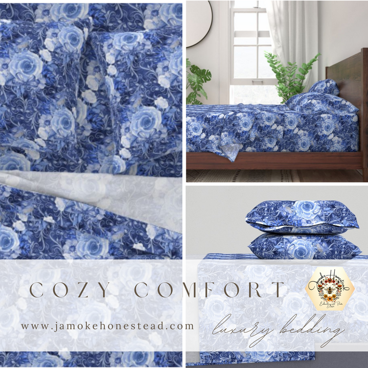 Cozy Comfort - Luxury Sheet Set Blue Floral Dream