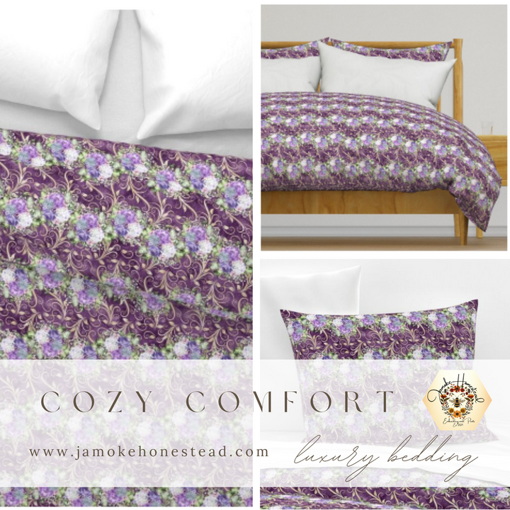 Luxury Duvet and Pillow Cover Set - Regal Purple Floral