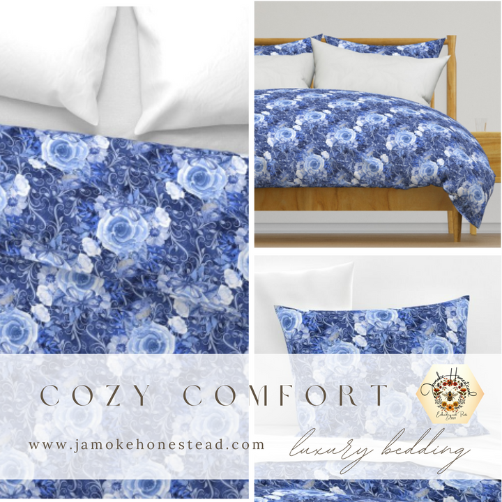 Luxury Duvet and Pillow Cover Set - Blue Floral Dream