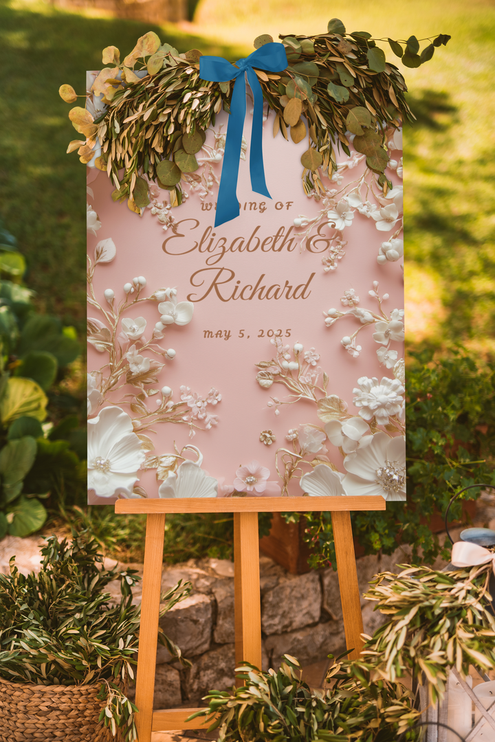 Customizable Canvas Wedding Welcome Sign – Elegant Floral Design for Weddings, Showers, and Special Events