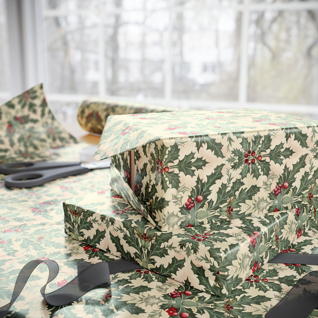 Wrapping Paper - Victorian Holly Elegance