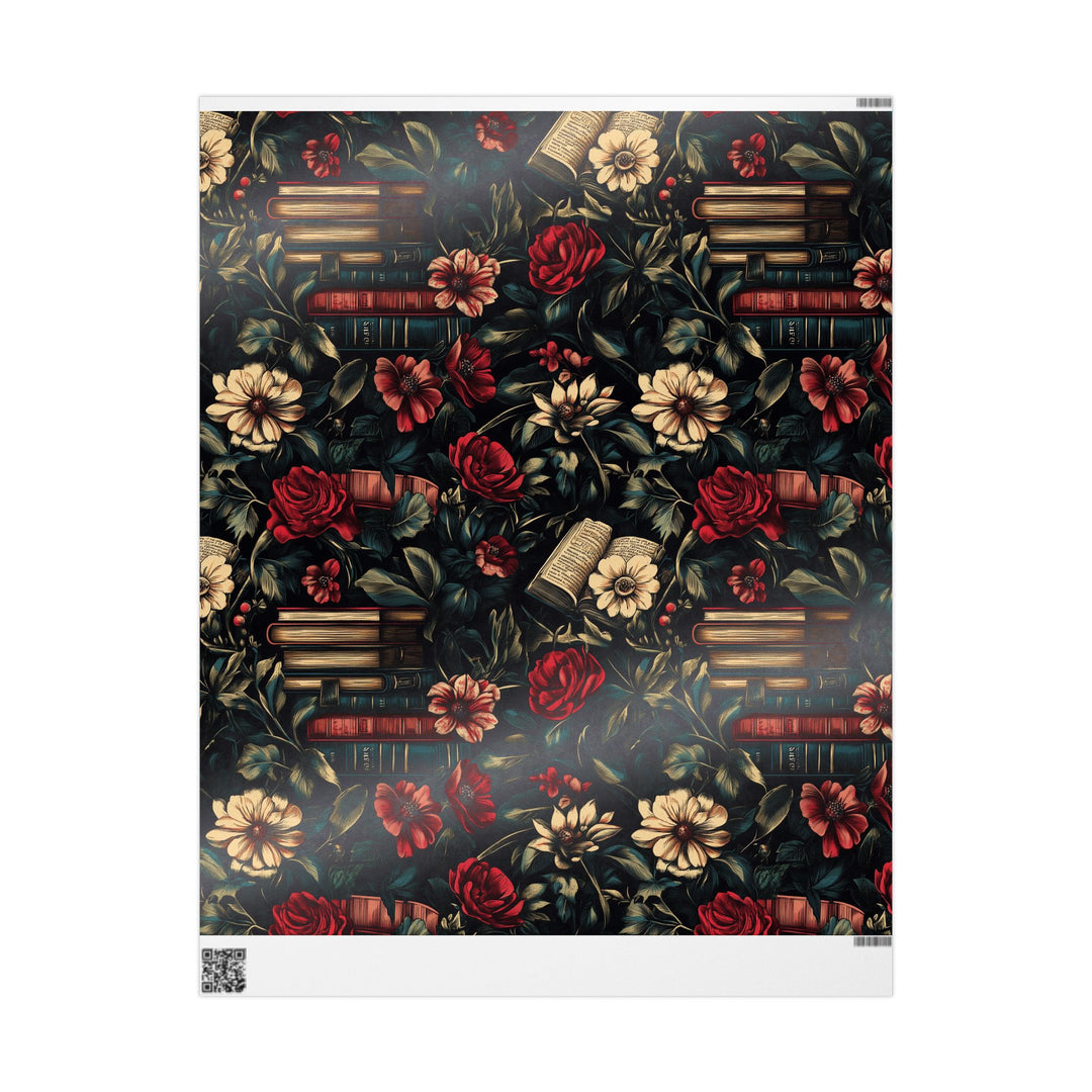 Vintage Book and Gothic Floral Gift Wrapping Paper Dark Academia Aesthetic with Roses and Antique Books Perfect for Book Lovers & Birthdays