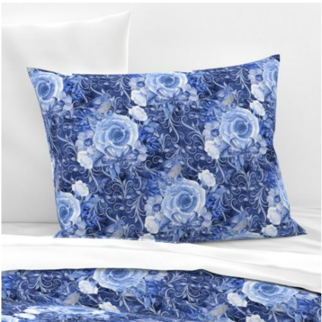 Luxury Duvet and Pillow Cover Set - Blue Floral Dream