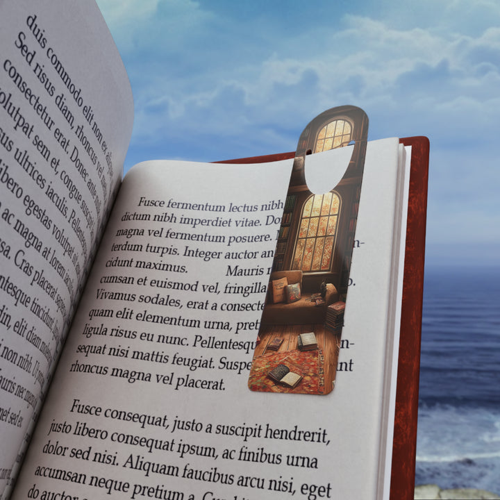 Cozy Library Design Aluminum Bookmark – Lightweight, Durable, and Perfect for Book Lovers