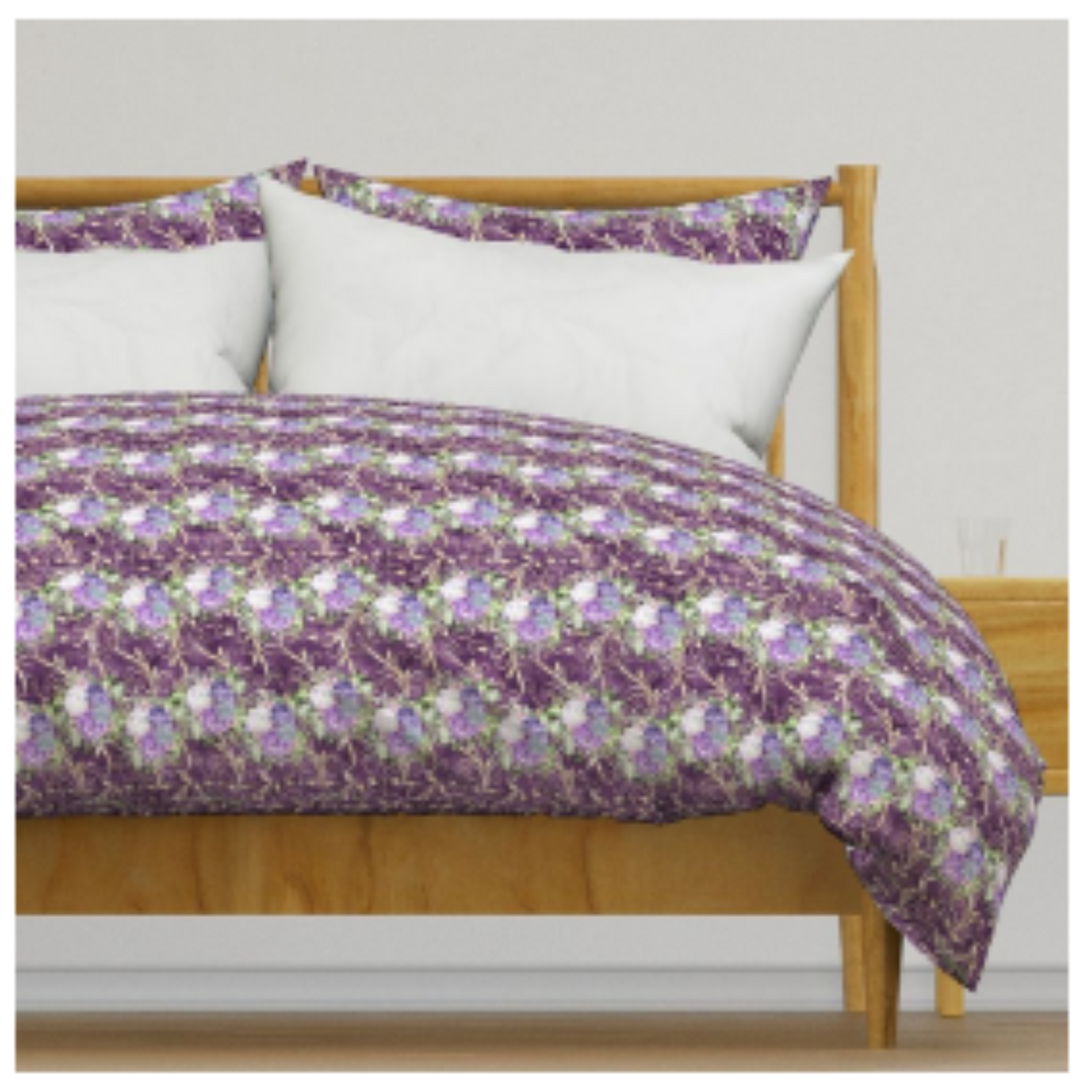 Luxury Duvet and Pillow Cover Set - Regal Purple Floral