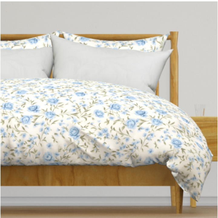 Luxury Duvet and Pillow Cover Set - Blue Rose Garden