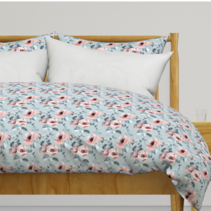 Luxury Duvet and Pillow Cover Set - Pink Poppies