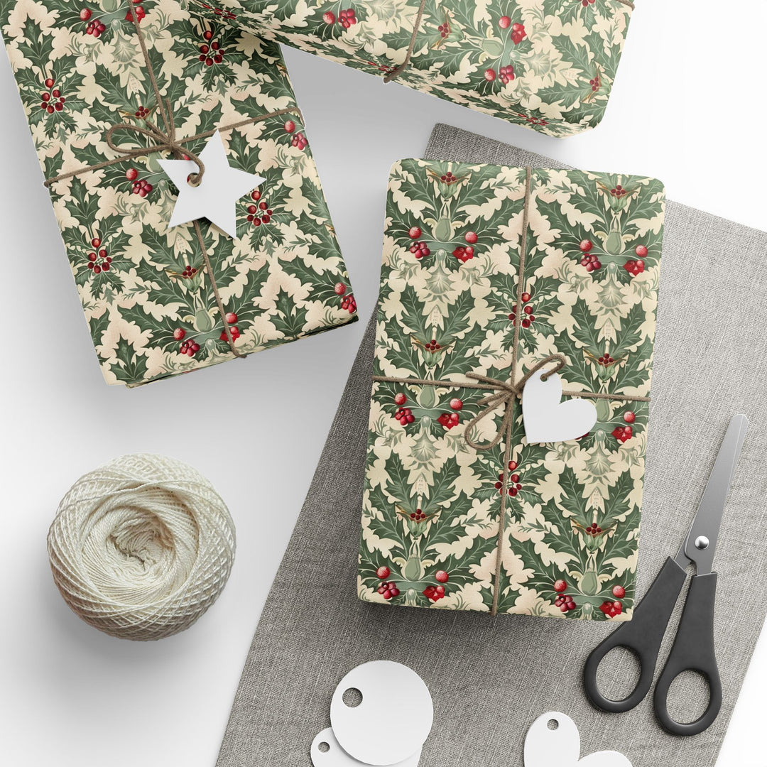 Wrapping Paper - Victorian Holly Elegance