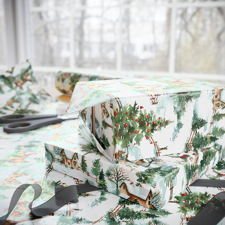 Wrapping Paper - Countryside Christmas Cottage