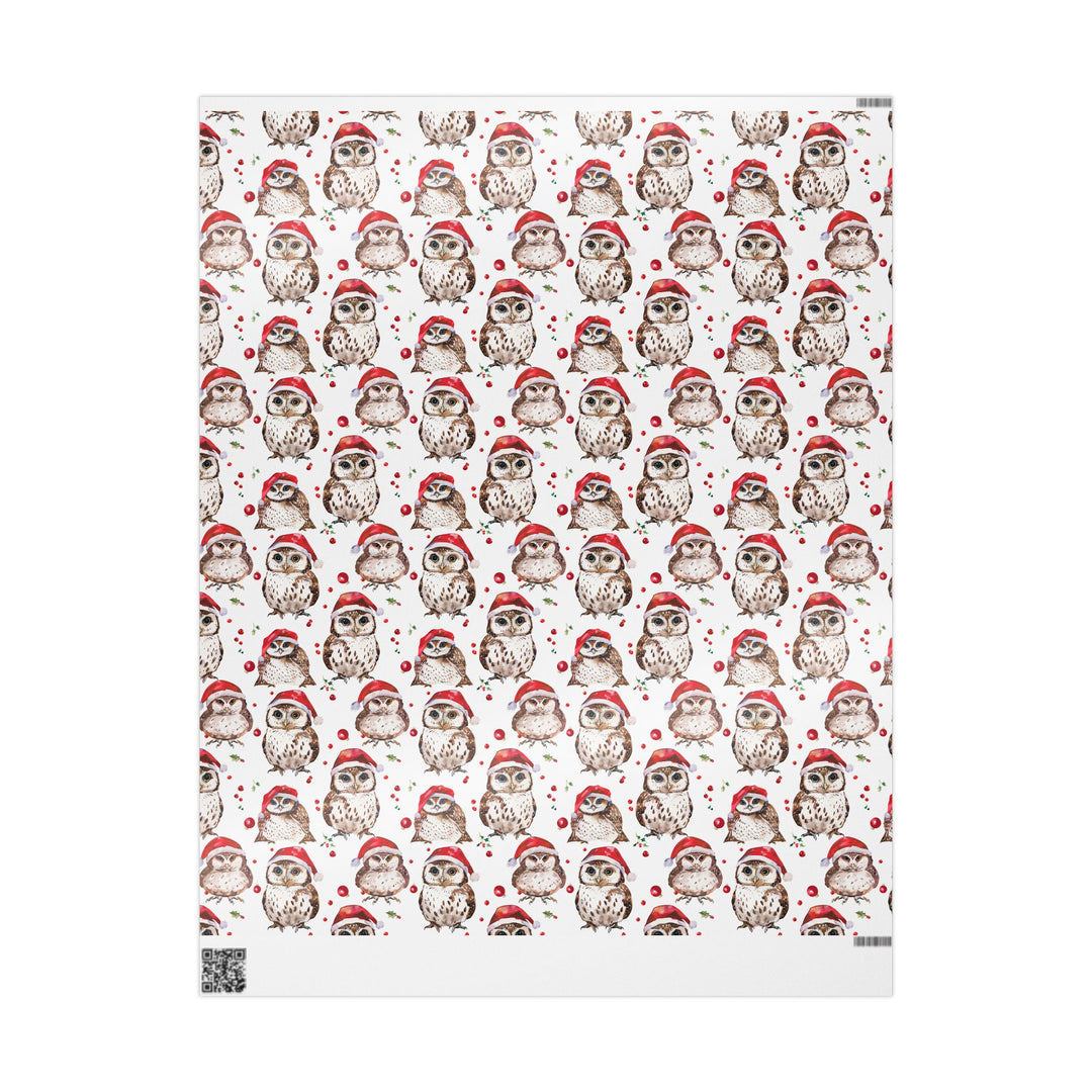 Wrapping Paper - Holiday Owls in Santa Hats