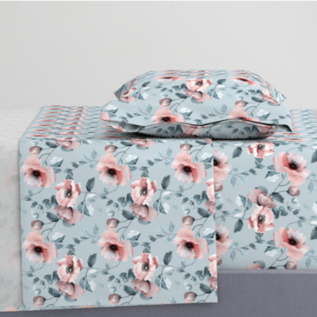 Cozy Comfort - Luxury Sheet Set Pink Poppies