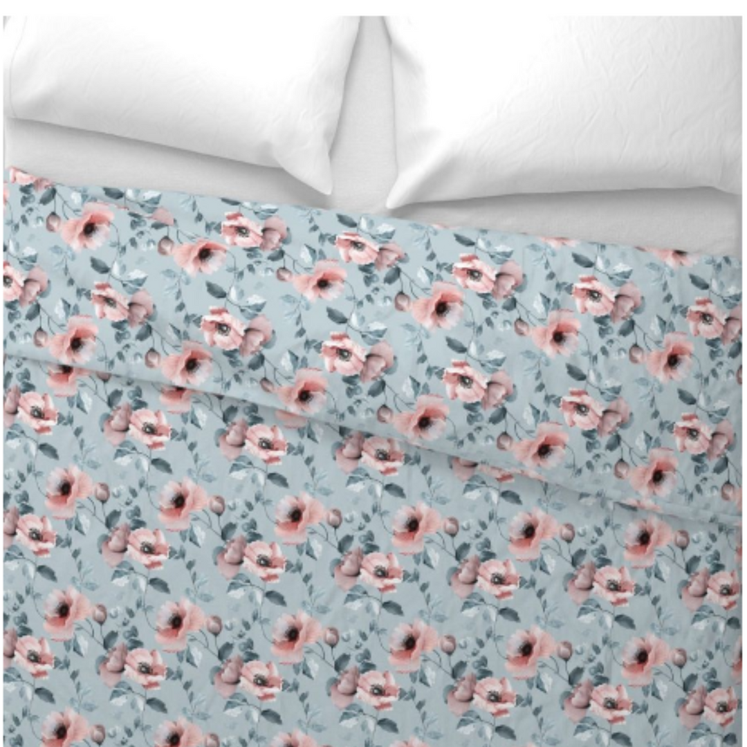 Luxury Duvet and Pillow Cover Set - Pink Poppies