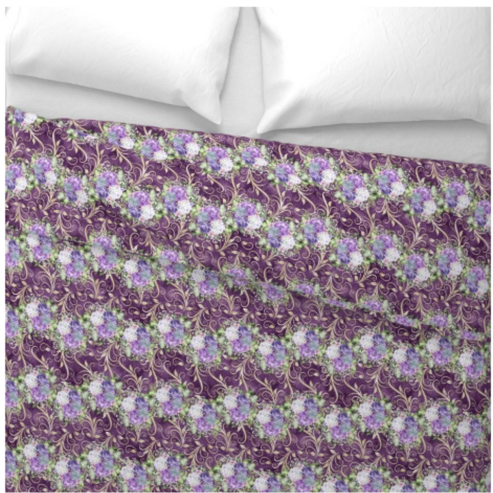 Luxury Duvet and Pillow Cover Set - Regal Purple Floral