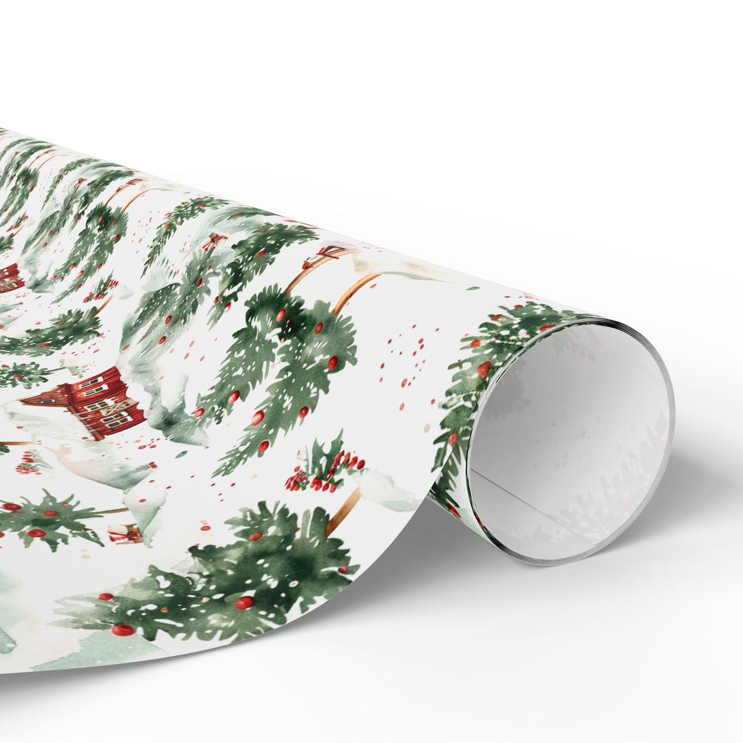 Wrapping Paper - Snowy Red Barn Christmas