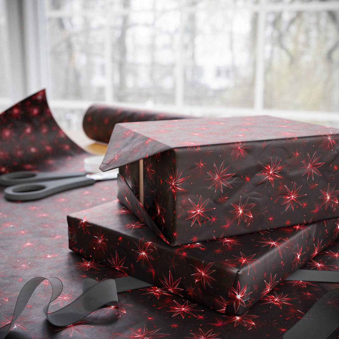 Wrapping Paper - Radiant Red Poinsettia Sparkle