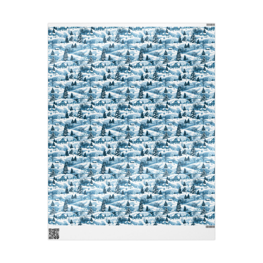 Wrapping Paper - Snowy Blue Winter Village