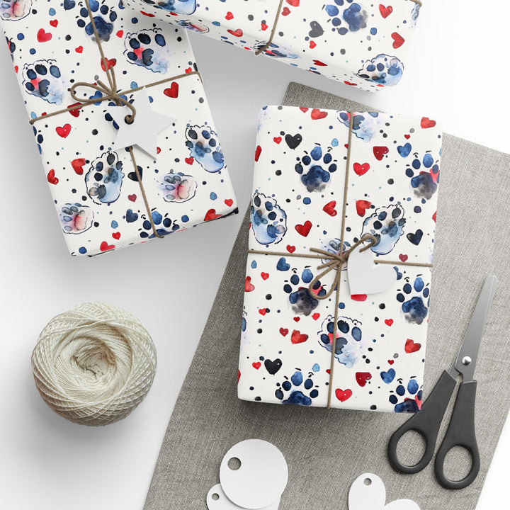 Wrapping Paper - Paw Prints & Love