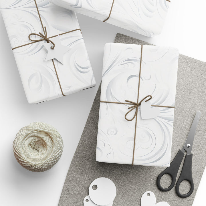 Wrapping Paper - White Swirl Elegance