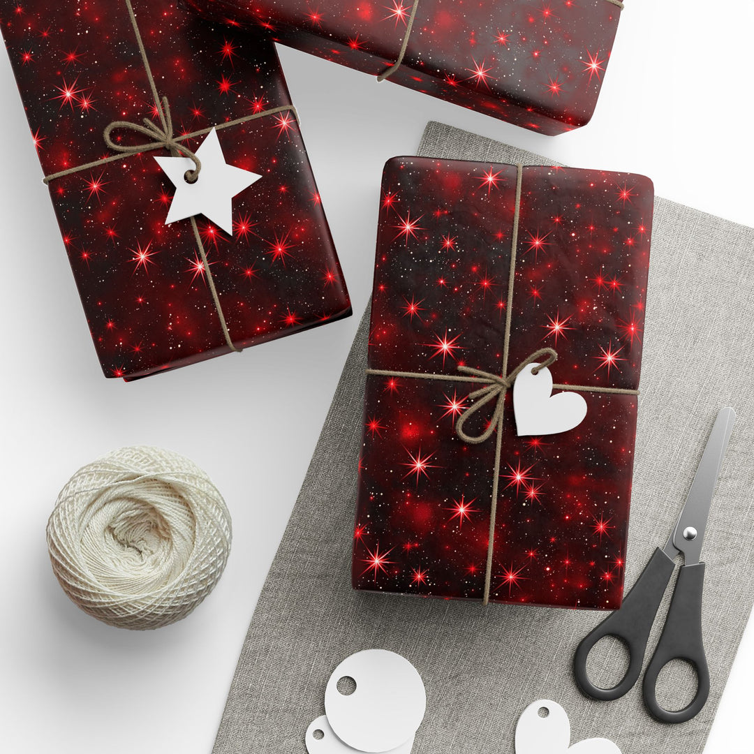 Wrapping Paper - Cosmic Crimson Sparkle