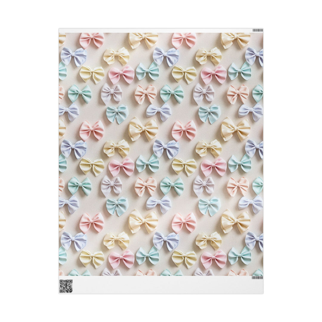 Pastel Bow Gift Wrapping Paper Soft Pink, Blue, and Cream Bows Perfect for Baby Showers, Birthdays, Weddings, or Elegant Spring Gifts